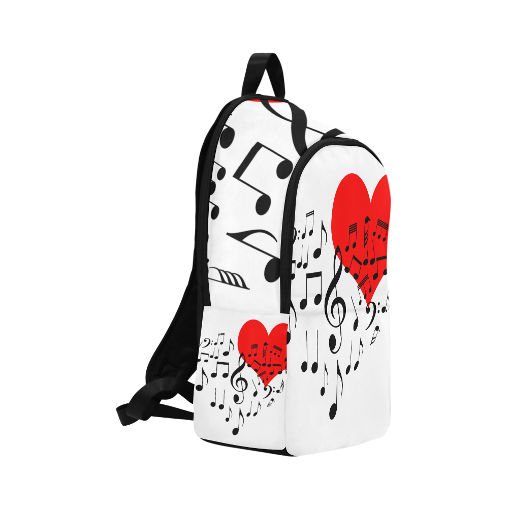 Singing Heart Red Song Black Music Love Romantic Fabric Backpack for Adult (Model 1659)