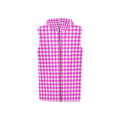 Friendly Houndstooth Pattern,pink by FeelGood All Over Print Sleeveless Zip Up Hoodie for Women (Model H16)