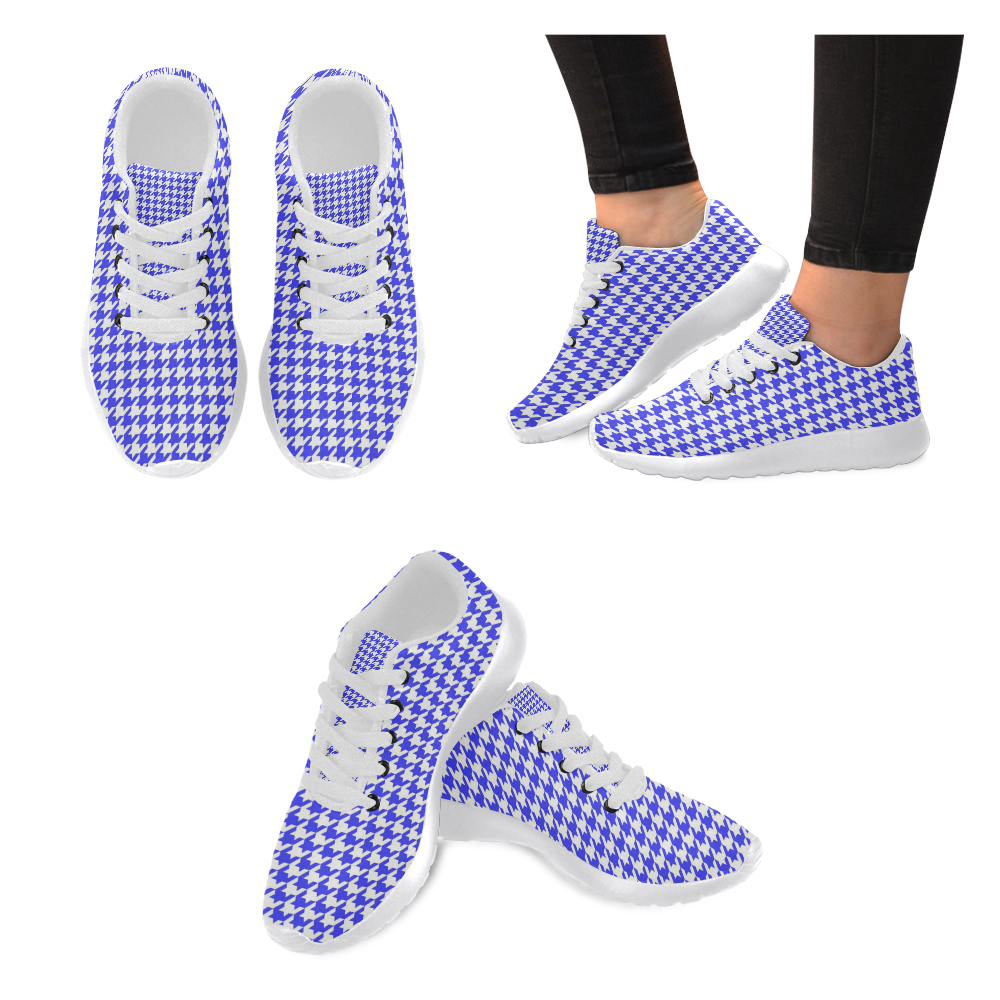 Friendly Houndstooth Pattern,blue by FeelGood Women's Running Shoes/Large Size (Model 020)
