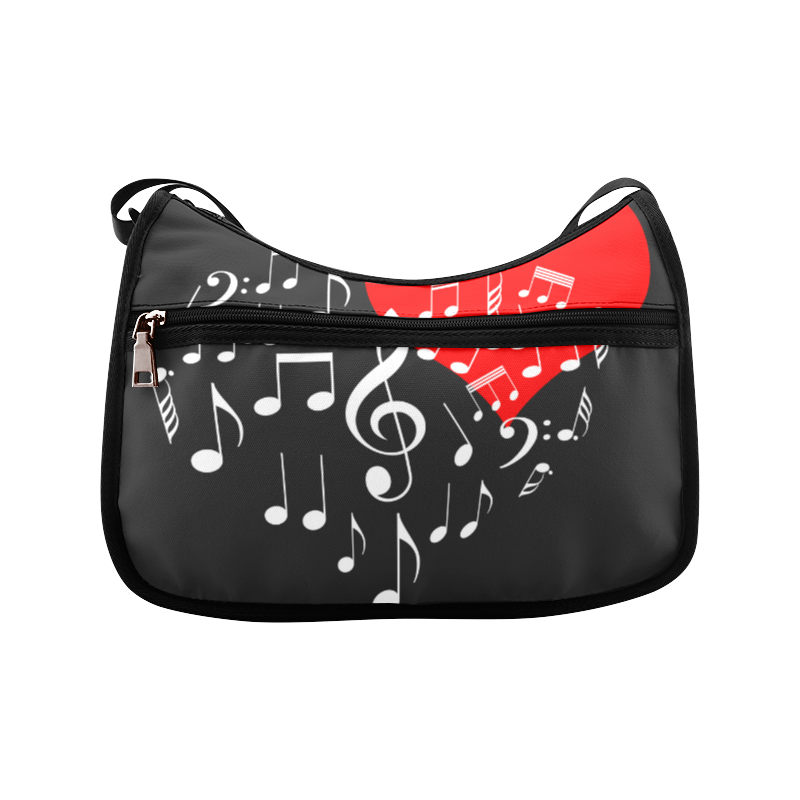 Singing Heart Red Note Music Love Romantic White Crossbody Bags (Model 1616)