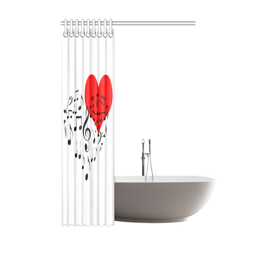 Singing Heart Red Song Black Music Love Romantic Shower Curtain 48"x72"