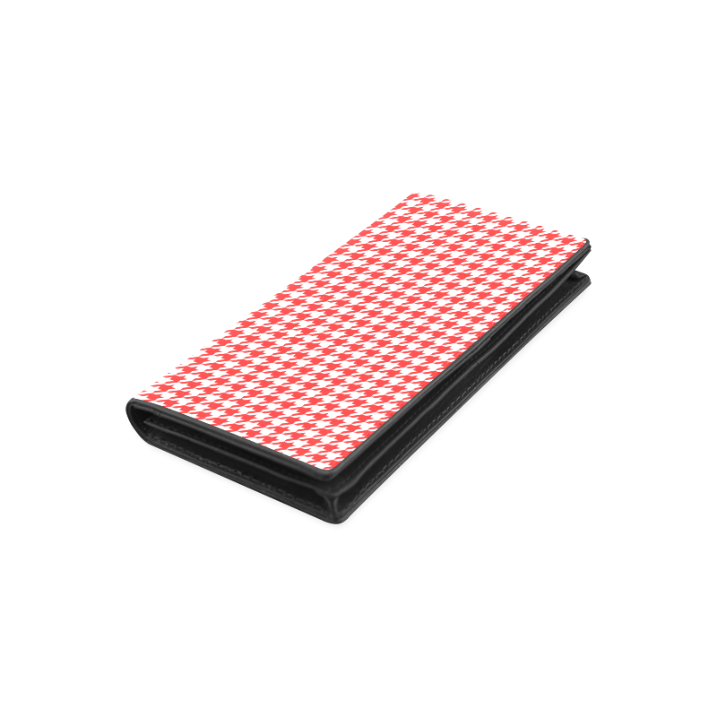 Friendly Houndstooth Pattern,red by FeelGood Women's Leather Wallet (Model 1611)