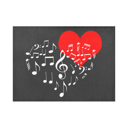 Singing Heart Red Note Music Love Romantic White Placemat 14’’ x 19’’