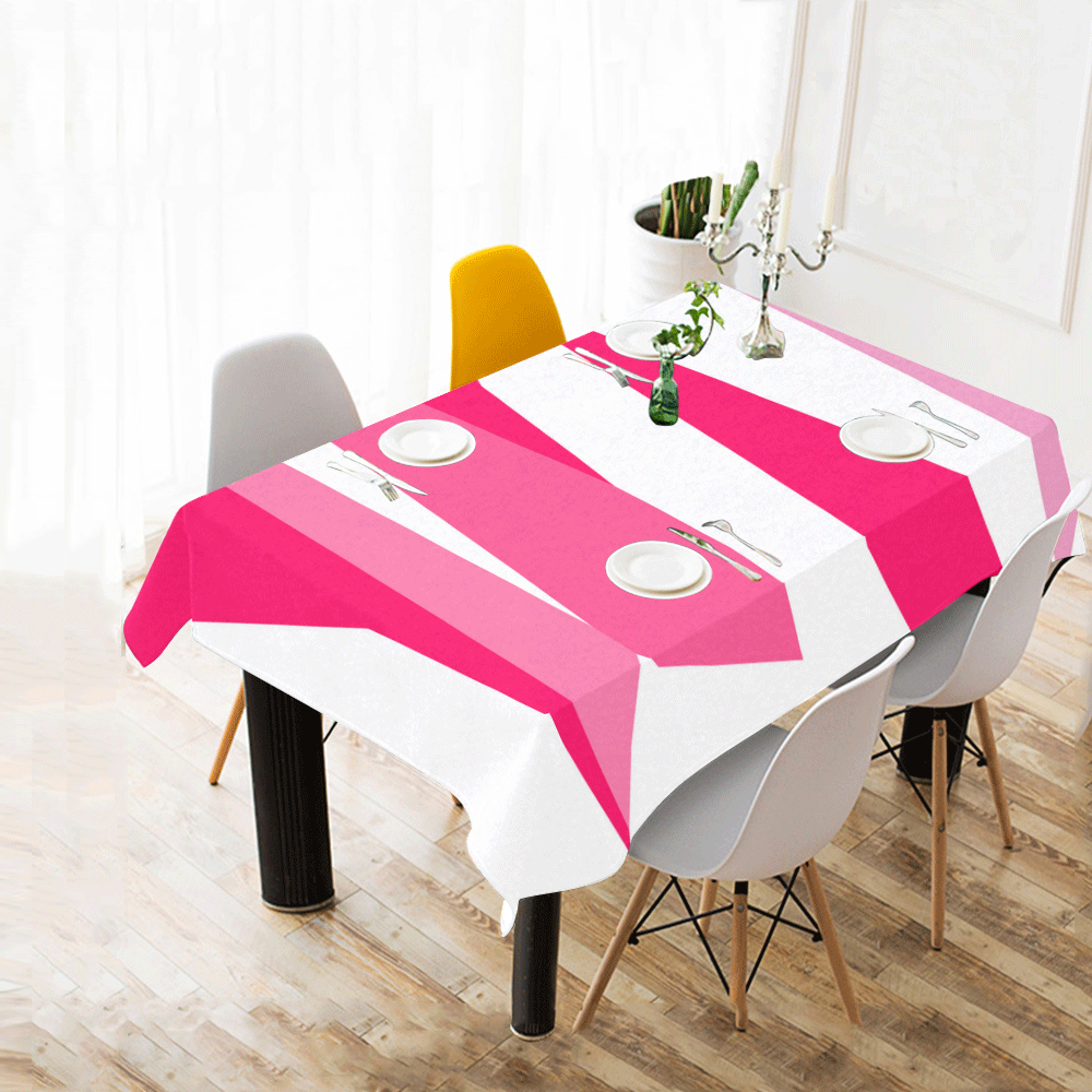 pink and white abstract Cotton Linen Tablecloth 60" x 90"