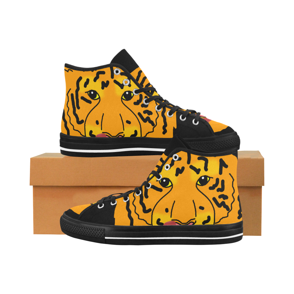 Funny Clever Cunning Wild Tiger Cat Animal Cute Vancouver H Men's Canvas Shoes (1013-1)