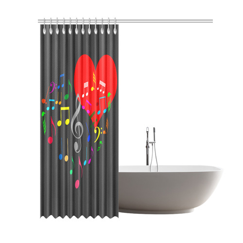 Singing Heart Red Song Color Music Love Romantic Shower Curtain 69"x84"