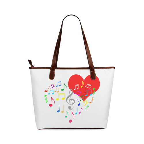 Singing Heart Red Song Color Music Love Romantic Shoulder Tote Bag (Model 1646)