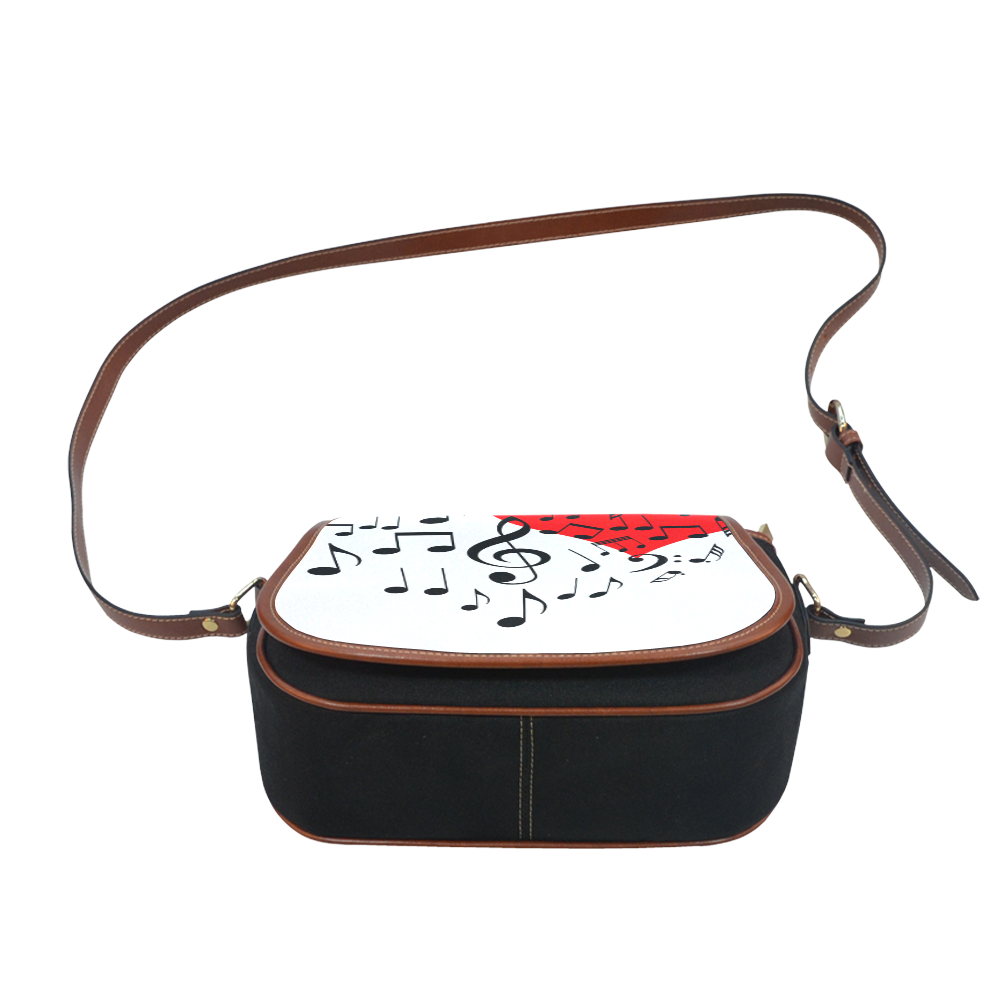 Singing Heart Red Song Black Music Love Romantic Saddle Bag/Small (Model 1649)(Flap Customization)