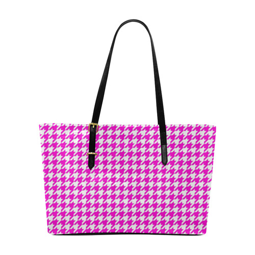 Friendly Houndstooth Pattern,pink by FeelGood Euramerican Tote Bag/Large (Model 1656)
