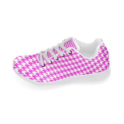 Friendly Houndstooth Pattern,pink by FeelGood Women's Running Shoes/Large Size (Model 020)
