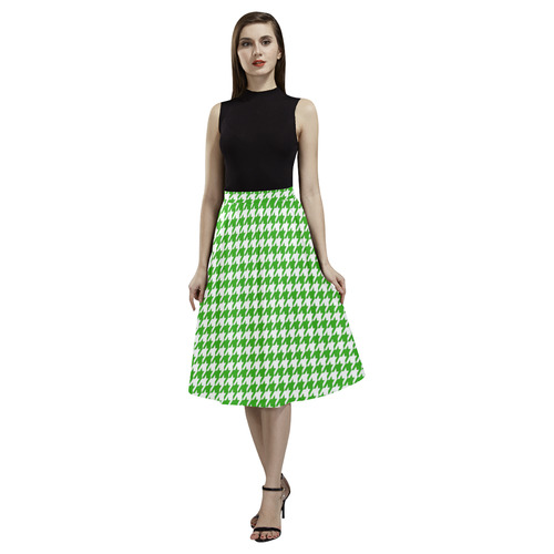 Friendly Houndstooth Pattern,green by FeelGood Aoede Crepe Skirt (Model D16)