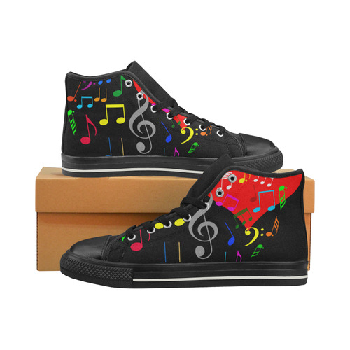 Singing Heart Red Song Color Music Love Romantic Women's Classic High Top Canvas Shoes (Model 017)
