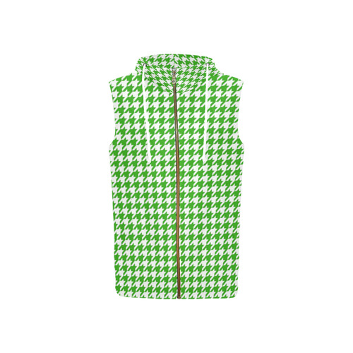 Friendly Houndstooth Pattern,green by FeelGood All Over Print Sleeveless Zip Up Hoodie for Women (Model H16)