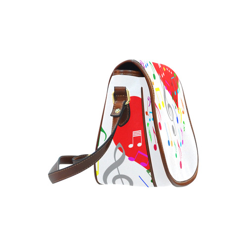 Singing Heart Red Song Color Music Love Romantic Saddle Bag/Small (Model 1649) Full Customization