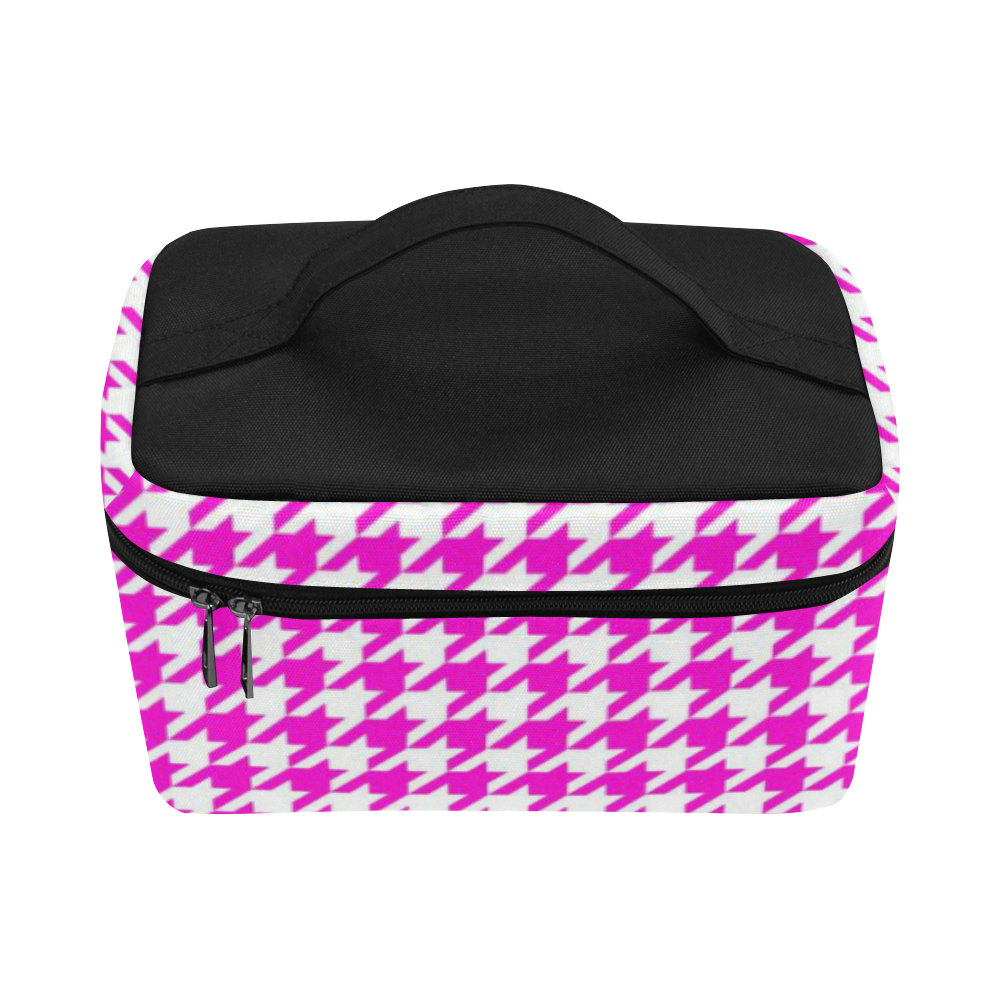 Friendly Houndstooth Pattern,pink by FeelGood Cosmetic Bag/Large (Model 1658)