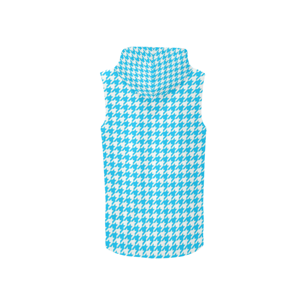 Friendly Houndstooth Pattern,aqua by FeelGood All Over Print Sleeveless Zip Up Hoodie for Women (Model H16)