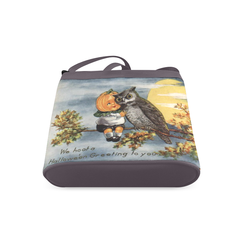 Pumpkin Owl Vintage Halloween Hoot Crossbody Bags (Model 1613)