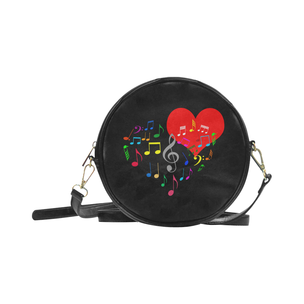 Singing Heart Red Song Color Music Love Romantic Round Sling Bag (Model 1647)