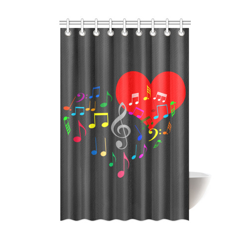 Singing Heart Red Song Color Music Love Romantic Shower Curtain 48"x72"