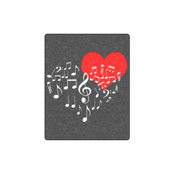 Singing Heart Red Note Music Love Romantic White Blanket 40"x50"