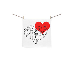 Singing Heart Red Song Black Music Love Romantic Square Towel 13“x13”