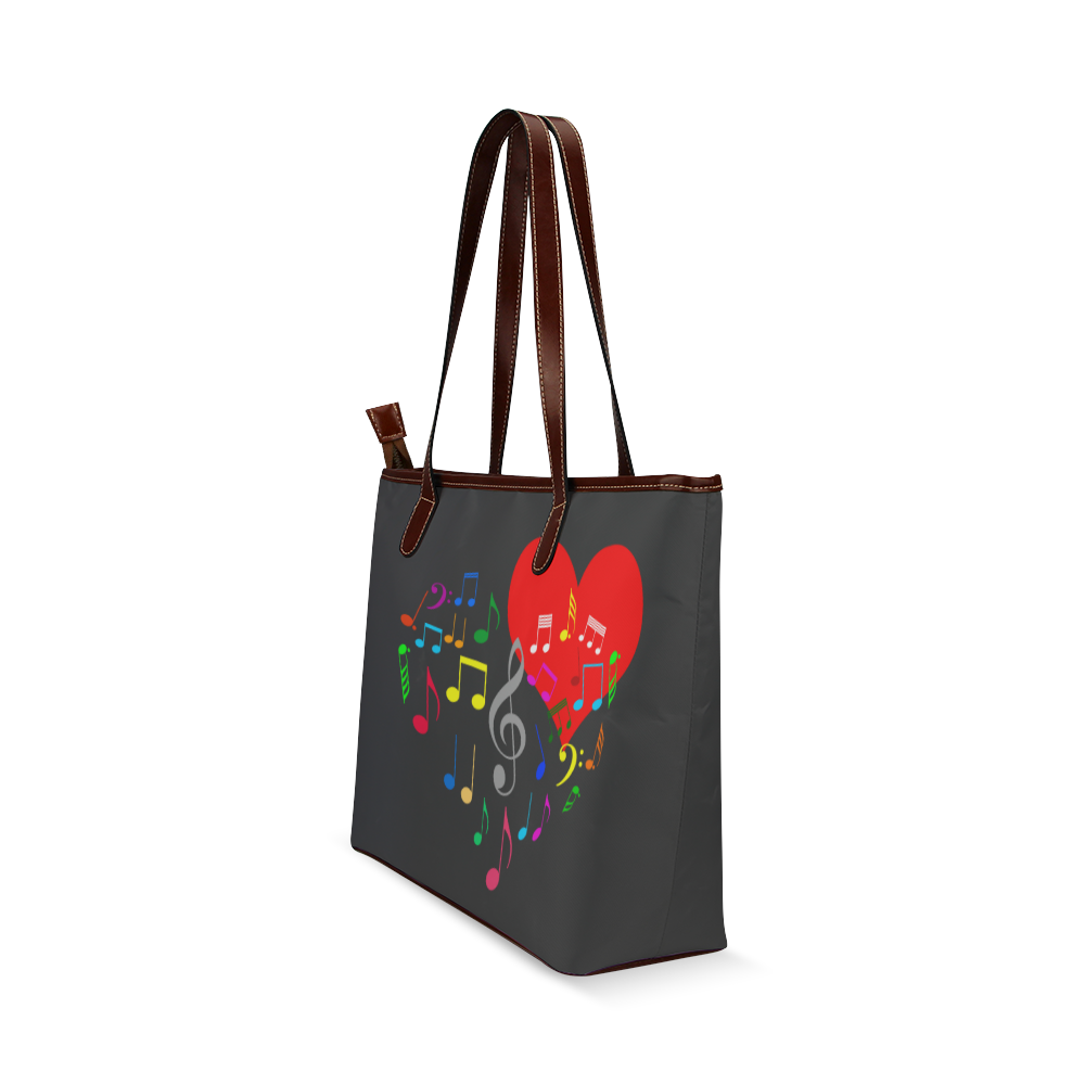 Singing Heart Red Song Color Music Love Romantic Shoulder Tote Bag (Model 1646)