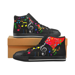 Singing Heart Red Song Color Music Love Romantic Men’s Classic High Top Canvas Shoes /Large Size (Model 017)