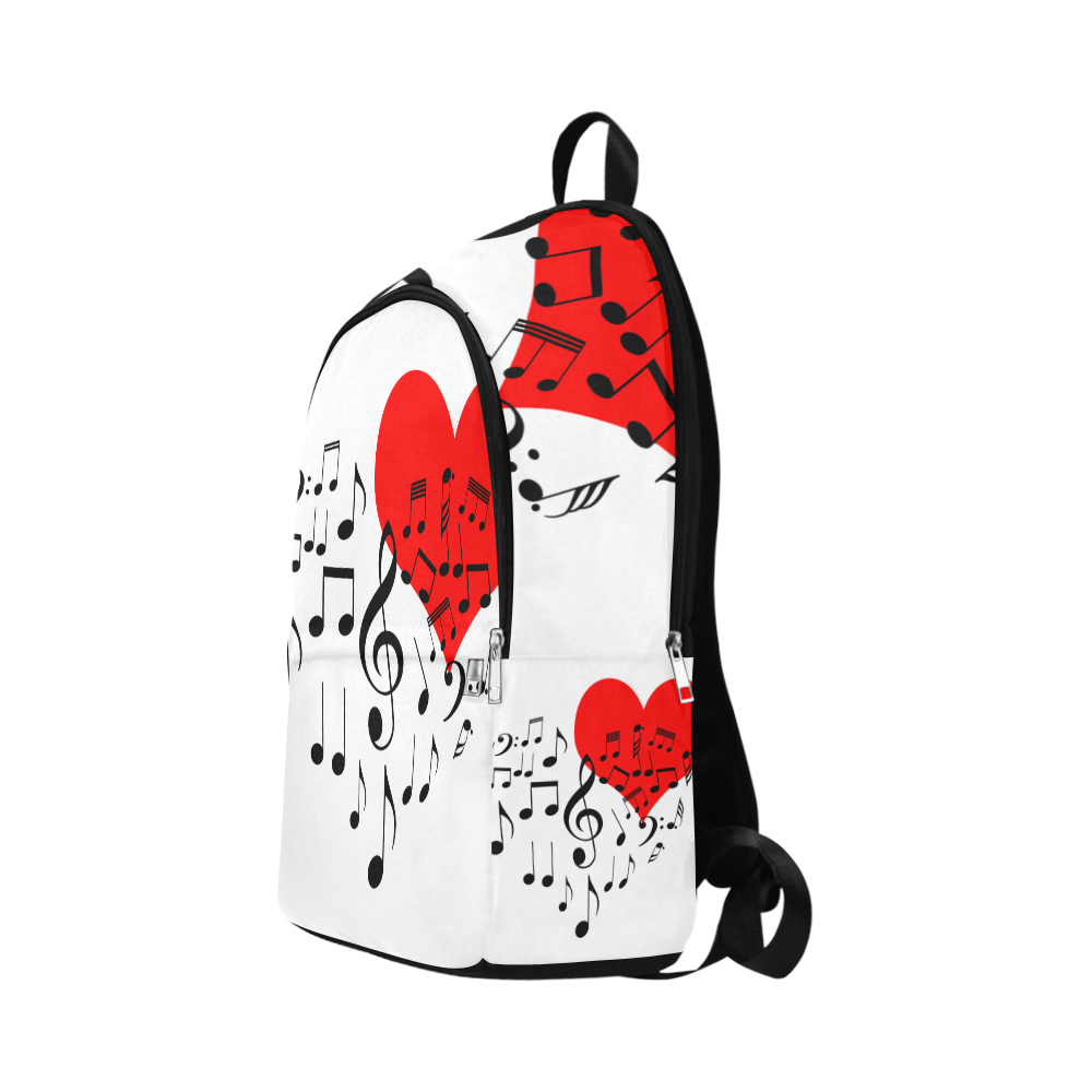 Singing Heart Red Song Black Music Love Romantic Fabric Backpack for Adult (Model 1659)