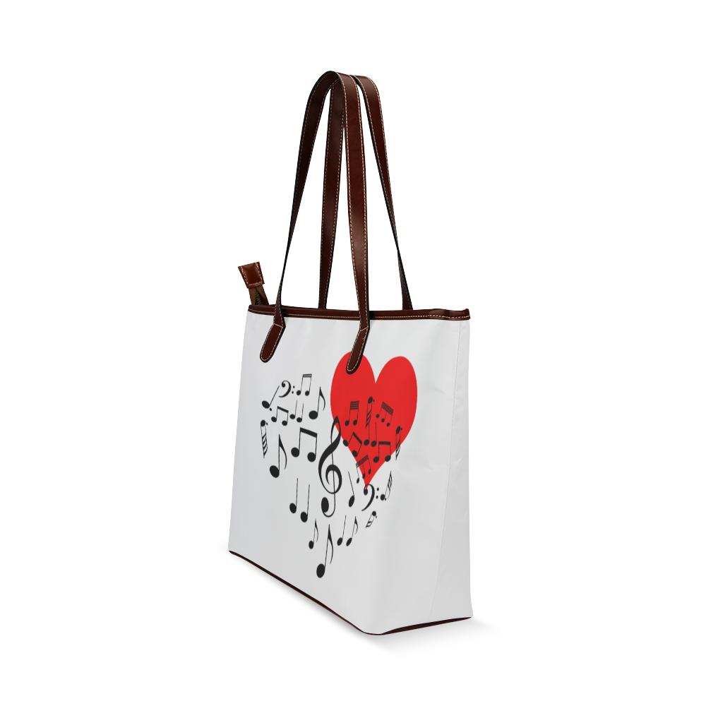 Singing Heart Red Song Black Music Love Romantic Shoulder Tote Bag (Model 1646)