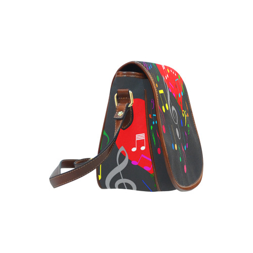 Singing Heart Red Song Color Music Love Romantic Saddle Bag/Small (Model 1649) Full Customization