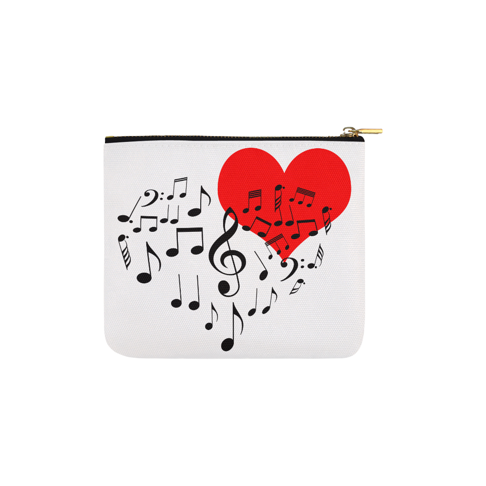 Singing Heart Red Song Black Music Love Romantic Carry-All Pouch 6''x5''