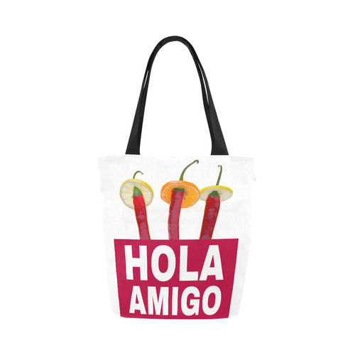 Hola Amigo Three Red Chili Peppers Friend Funny Canvas Tote Bag (Model 1657)
