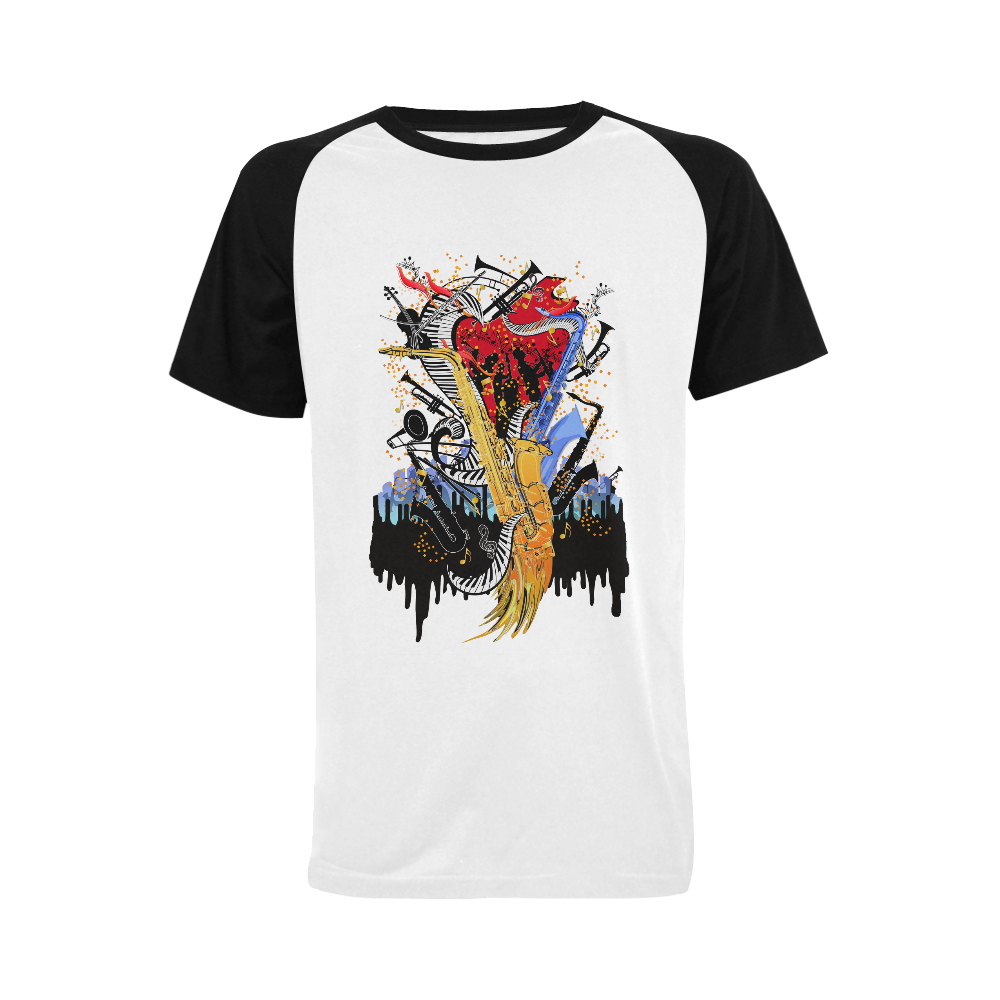 Mens Saxophone Shirt Men's Raglan T-shirt Big Size (USA Size) (Model T11)