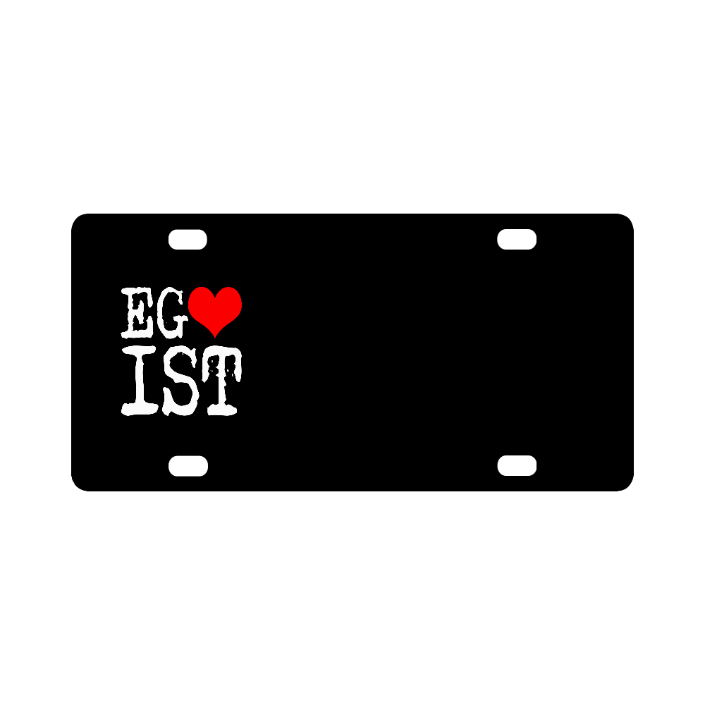 Egoist Red Heart White Funny Cool Laugh Chic Classic License Plate