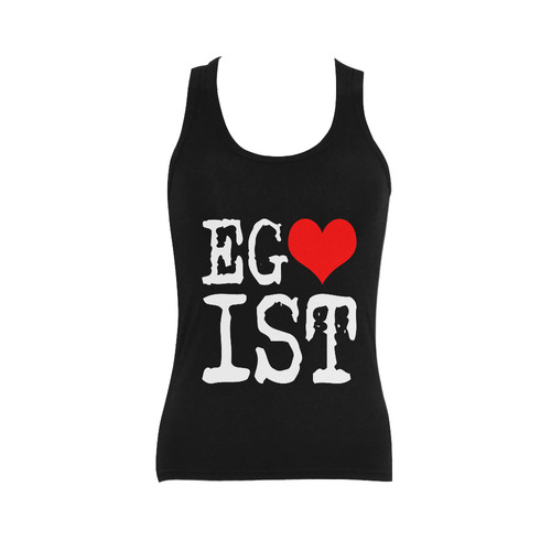 Egoist Red Heart White Funny Cool Laugh Chic Women's Shoulder-Free Tank Top (Model T35)