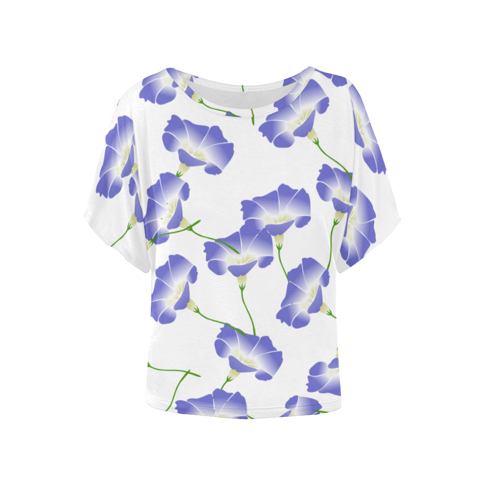 Blue Vetch Pattern VAS2 Women's Batwing-Sleeved Blouse T shirt (Model T44)