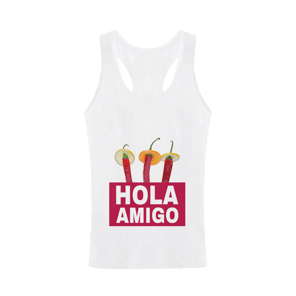 Hola Amigo Three Red Chili Peppers Friend Funny Men's I-shaped Tank Top (Model T32)