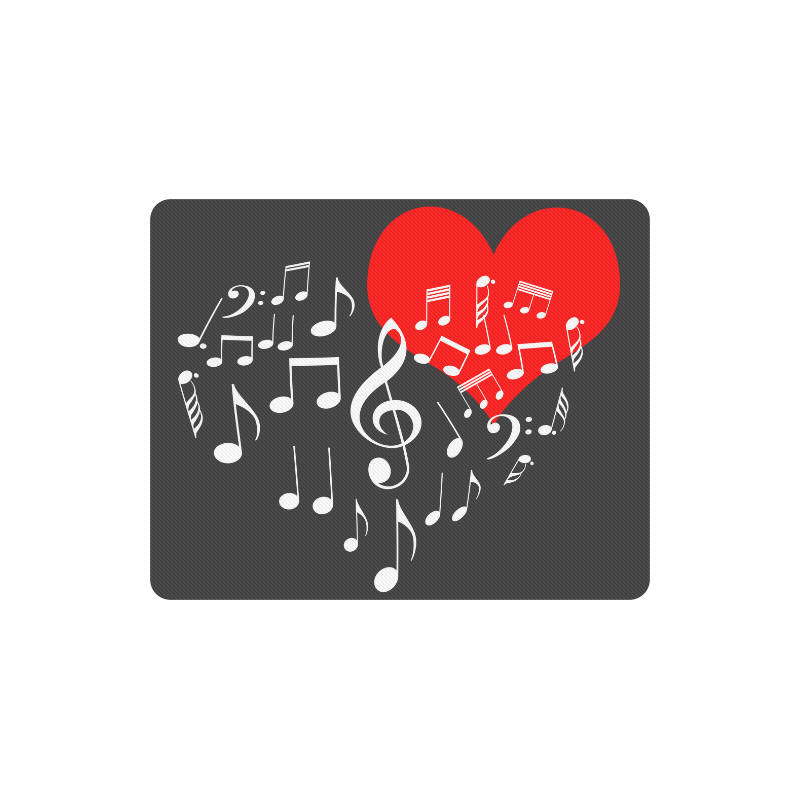 Singing Heart Red Note Music Love Romantic White Rectangle Mousepad