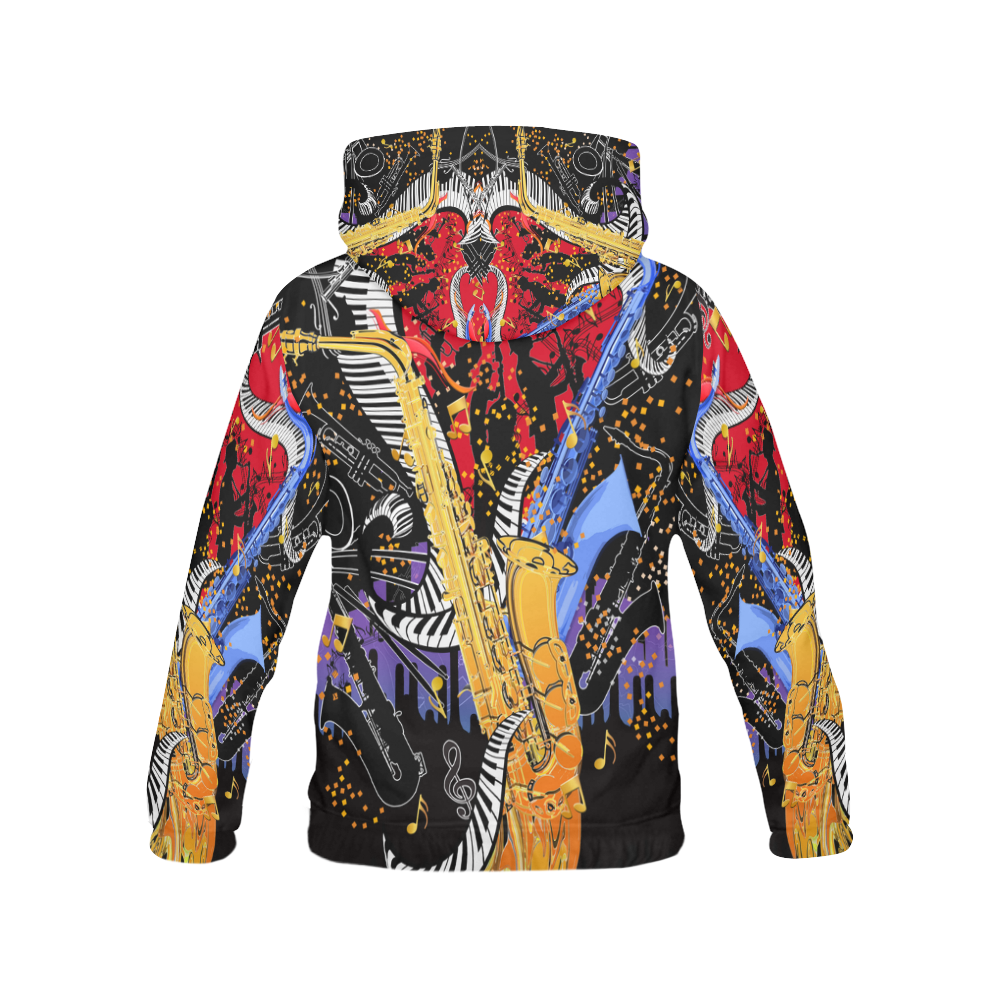 Saxophone Art Print Hoodie All Over Print Hoodie for Men (USA Size) (Model H13)