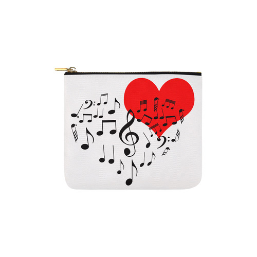 Singing Heart Red Song Black Music Love Romantic Carry-All Pouch 6''x5''