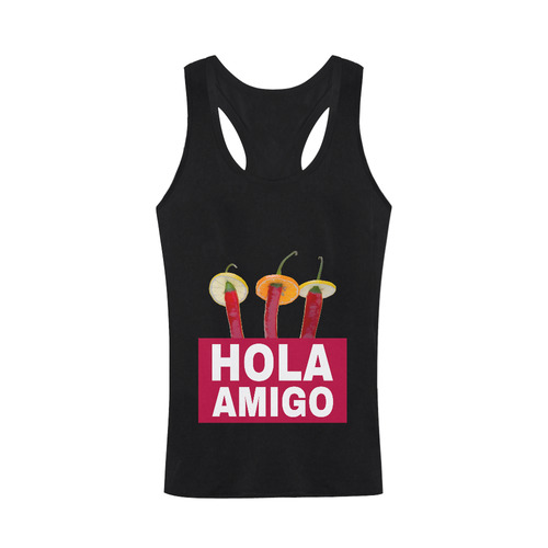 Hola Amigo Three Red Chili Peppers Friend Funny Plus-size Men's I-shaped Tank Top (Model T32)