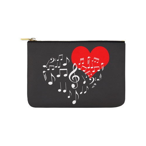 Singing Heart Red Note Music Love Romantic White Carry-All Pouch 9.5''x6''