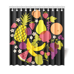 Healthy Fresh Fruits  Pineapple Watermelon Grapes Shower Curtain 69"x72"