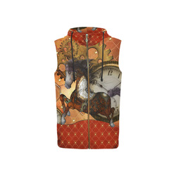 Steampunk, awesome steampunk horse All Over Print Sleeveless Zip Up Hoodie for Women (Model H16)