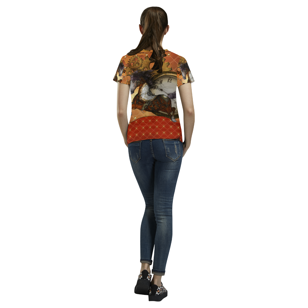 Steampunk, awesome steampunk horse All Over Print T-Shirt for Women (USA Size) (Model T40)