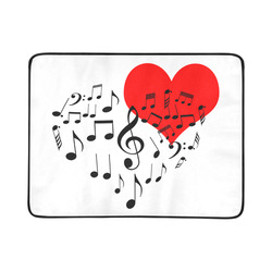Singing Heart Red Song Black Music Love Romantic Beach Mat 78"x 60"