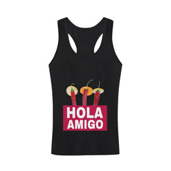 Hola Amigo Three Red Chili Peppers Friend Funny Men's I-shaped Tank Top (Model T32)