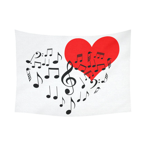 Singing Heart Red Song Black Music Love Romantic Cotton Linen Wall Tapestry 80"x 60"