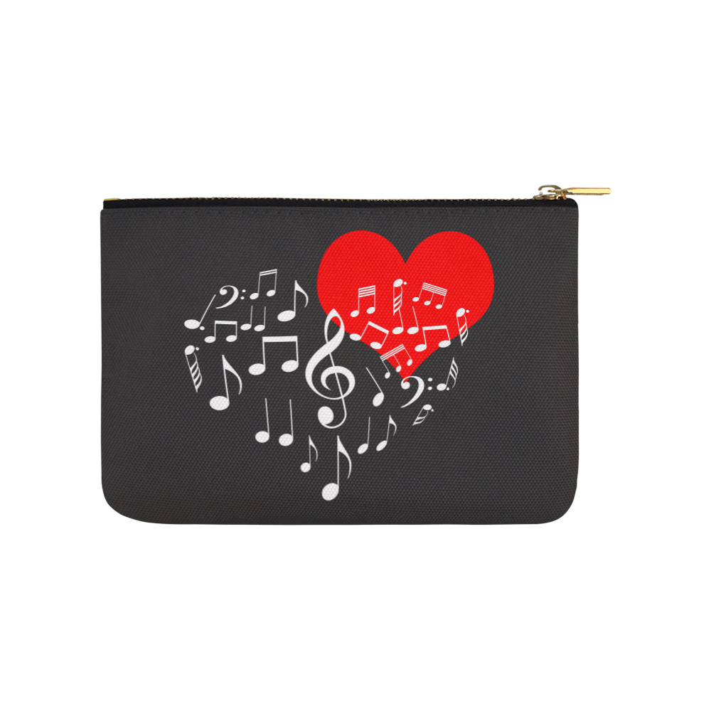 Singing Heart Red Note Music Love Romantic White Carry-All Pouch 9.5''x6''