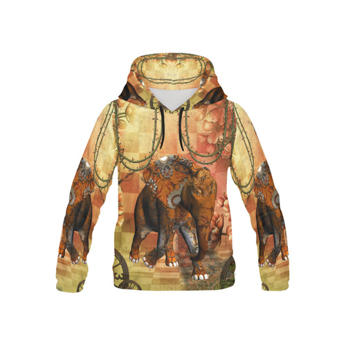 Steampunk, awesome steampunk elephant All Over Print Hoodie for Kid (USA Size) (Model H13)